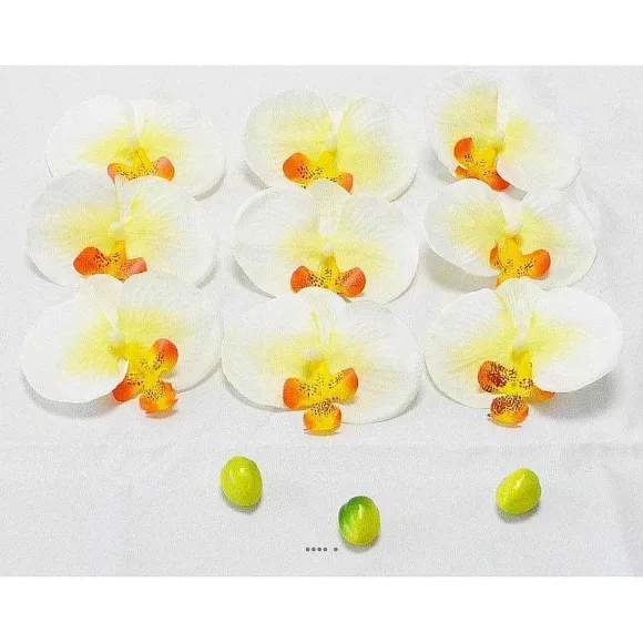 Outlet RETIF T Tes Fleurons Orchid E Phalaenopsis Factices X9 Avec 3 Boutons Cr Me