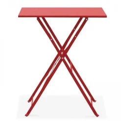 Fashion RETIF Table Acier Pliante Carr E Rome Rouge 60X60X71 Cm