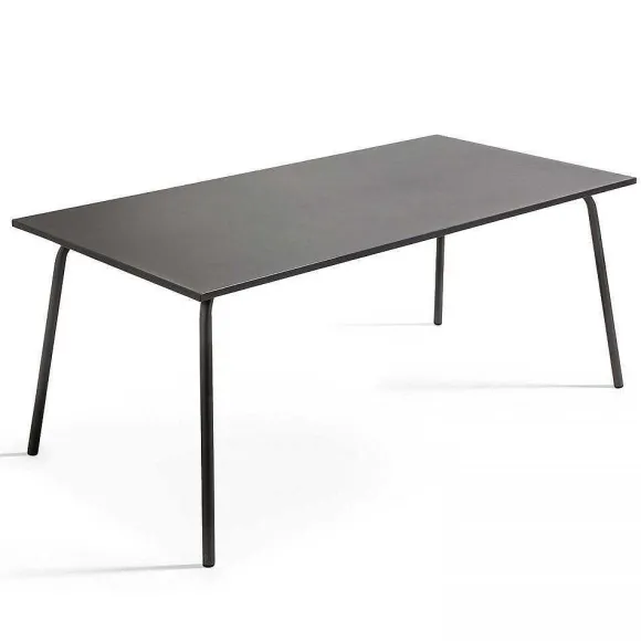 Discount RETIF Table Acier Rect 180X90X72 + 8 Fauteuils Palavas Anthracite Acier