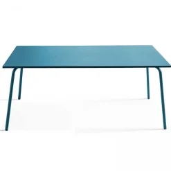 Hot RETIF Table Acier Rect 180X90X72 + 8 Fauteuils Palavas Bleu Pacific Acier