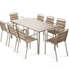 Cheap RETIF Table Acier Rect 180X90X72 + 8 Fauteuils Palavas Taupe Acier