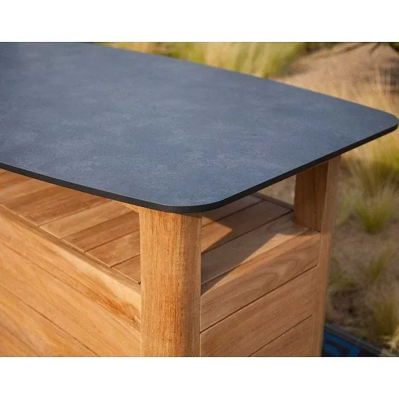 Best Sale RETIF Table Bar D'Ext Rieur Navy En Teck Massif Et Plateau Hpl Avec Rangements