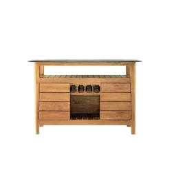 Best Sale RETIF Table Bar D'Ext Rieur Navy En Teck Massif Et Plateau Hpl Avec Rangements