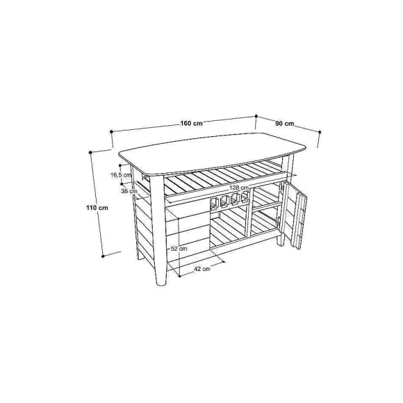 Best Sale RETIF Table Bar D'Ext Rieur Navy En Teck Massif Et Plateau Hpl Avec Rangements