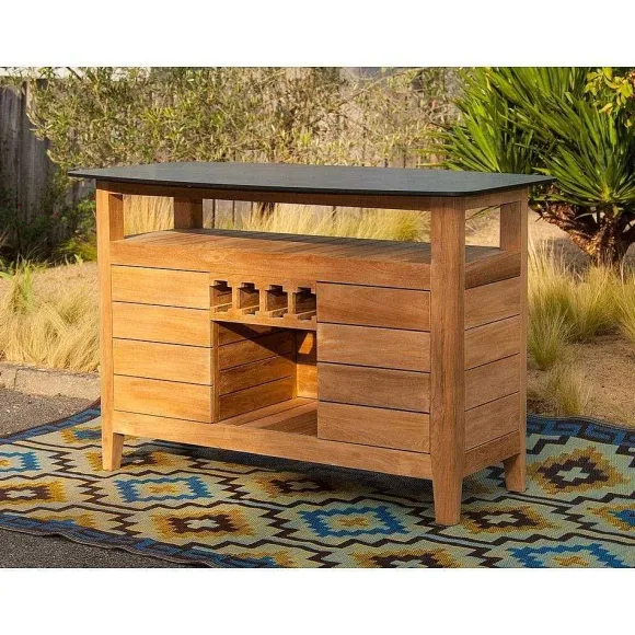 Best Sale RETIF Table Bar D'Ext Rieur Navy En Teck Massif Et Plateau Hpl Avec Rangements