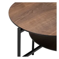 Best Sale RETIF Table Basse 2 Niveaux En M Tal Noir Et Bois 118X43Cm