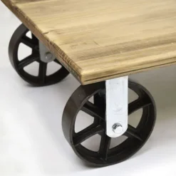 Cheap RETIF Table Basse Avec 4 Roues En Fonte Style Industriel Vintage 120 X 60 X 27 Cm