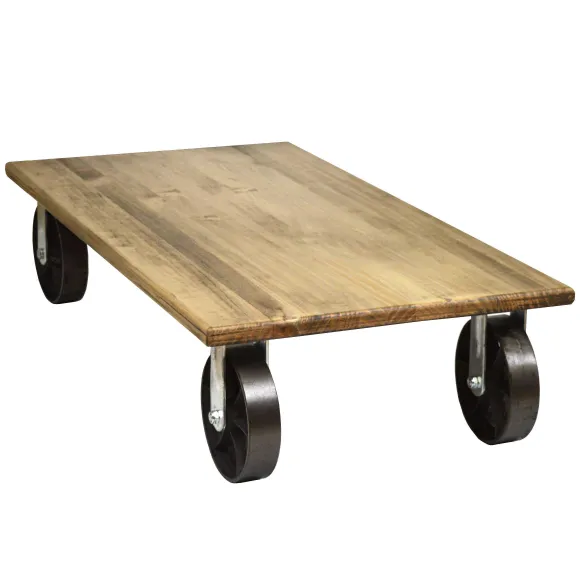 Cheap RETIF Table Basse Avec 4 Roues En Fonte Style Industriel Vintage 120 X 60 X 27 Cm