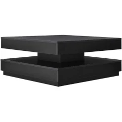 Best RETIF Table Basse Avec Plateau Tournant Panneau De Fibre De Bois 76X76Cm Noir
