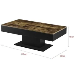 Store RETIF Table Basse De Salon Rangement Panneau De Particules 110Cm Noir Marron