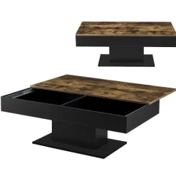 Store RETIF Table Basse De Salon Rangement Panneau De Particules 110Cm Noir Marron