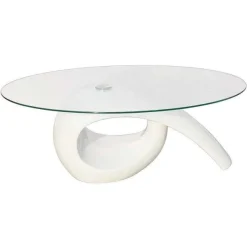 Outlet RETIF Table Basse De Salon Salle Manger Design Blanche Verre 115X64Cm