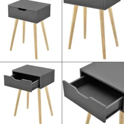 Best Sale RETIF Table Basse Pour Salon Meuble Design Avec Tiroir Pvc 60Cm Gris