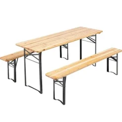 New RETIF Table Brasserie 180X60X76 Cm + 2 Bancs En Bois 180X25X46Cm
