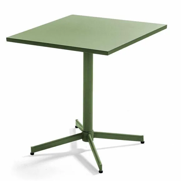 New RETIF Table Carr E Inclinable 70X70 Cm+ 2 Fauteuils Palavas Vert Cactus Acier