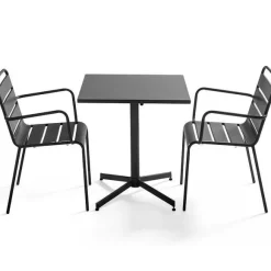 Cheap RETIF Table Carr E Inclinable 70X70 Cm+ 2 Fauteuils Palavas - Anthracite