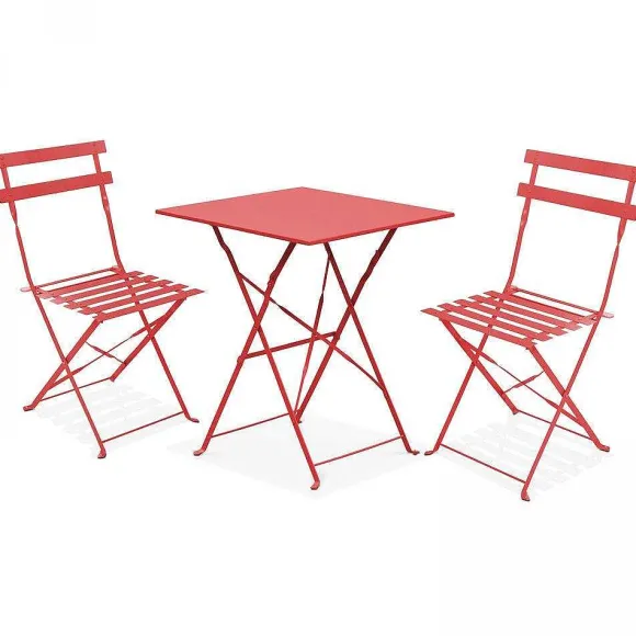Best RETIF Table Carr E 60X60 Cm+ 2 Chaise Pliante Rome Rouge