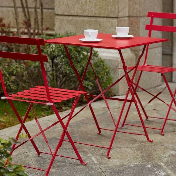 Best RETIF Table Carr E 60X60 Cm+ 2 Chaise Pliante Rome Rouge