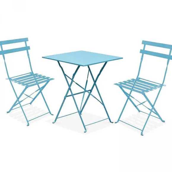 Fashion RETIF Table Carr E 60X60 Cm+ 2 Chaise Pliante Rome Bleu