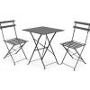 Sale RETIF Table Carr E 60X60Cm + 2 Chaises Pliantes Rome - Anthracite
