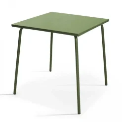 Cheap RETIF Table Carr 70X70 Cm+ 4 Fauteuils Vert Cactus Acier Palavas