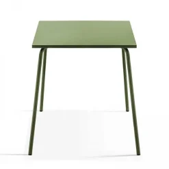 Cheap RETIF Table Carr 70X70 Cm+ 4 Fauteuils Vert Cactus Acier Palavas