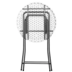 New RETIF Table Cocktail Pliante De R Ception Hdpe Ronde Nimes 80X110Cm - Blanche