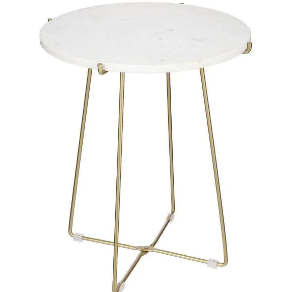 Flash Sale RETIF Table D'Appoint Marbre Blanc Et M Tal Or 43 X H50Cm
