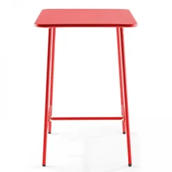 Shop RETIF Table De Bar Rouge Acier Palavas 70X70X105 Cm