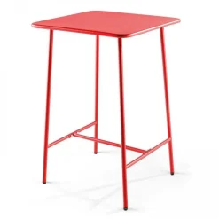 Shop RETIF Table De Bar Rouge Acier Palavas 70X70X105 Cm