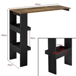 Discount RETIF Table De Bar Styl E Avec Compartiments De Rangement Table Bistrot Murale Panne