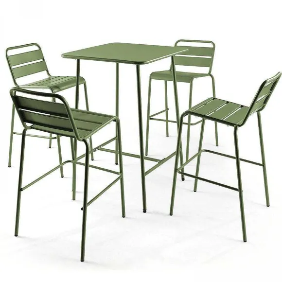Sale RETIF Table De Bar Vert Cactus Acier Palavas 70X70X105 Cm