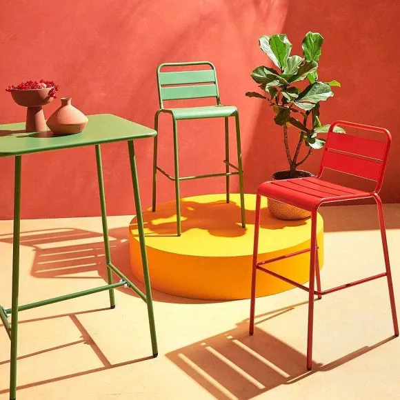 Sale RETIF Table De Bar Vert Cactus Acier Palavas 70X70X105 Cm