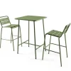 Online RETIF Table De Bar 70X70X105 Cm+ Chaises Hautes Palavas Vert Cactus Acier
