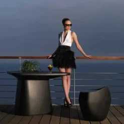 Outlet RETIF Table De Terrasse Table Basse Noir Poly Thyl Ne 100X98X74Cm