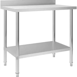 Best RETIF Table De Travail De Cuisine Avec Dosseret 100X60X93Cm Acier Inoxydable