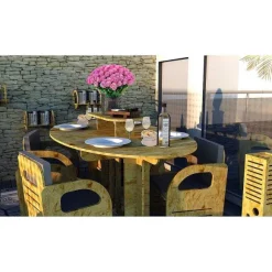 Outlet RETIF Table Ovale Tage En Copeaux De Bois 100 % Fran Aise