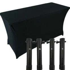 Sale RETIF Table Pliante + 4 R Hausseurs + Nappe Noir 180X75X74/90 Cm