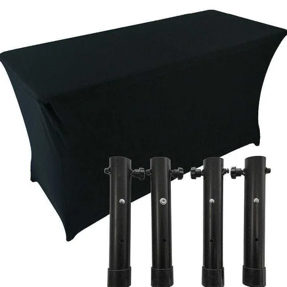 Sale RETIF Table Pliante + 4 R Hausseurs + Nappe Noir 180X75X74/90 Cm
