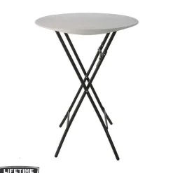 Store RETIF Table Pliante Mange-Debout Avec Nappe Noire- Lifetime -Diam. 84 Cm