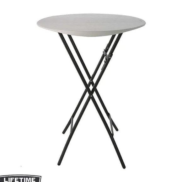 Store RETIF Table Pliante Mange-Debout Avec Nappe Noire- Lifetime -Diam. 84 Cm