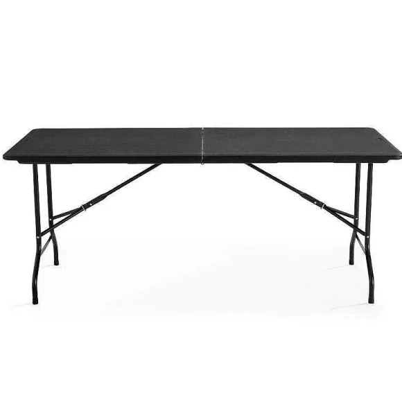 Clearance RETIF Table Pliante Rect. Hdpe Noir Rekkem 180X76X74 Cm