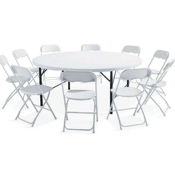 Clearance RETIF Table Pliante Ronde Hdpe Blanc Rekkem