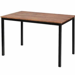 Shop RETIF Table Rectangulaire Design Scandinave Bois Et M Tal Marron 120X75X76 Cm