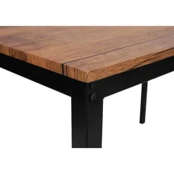 Shop RETIF Table Rectangulaire Design Scandinave Bois Et M Tal Marron 120X75X76 Cm
