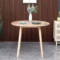 Shop RETIF Table Ronde Marron Design Scandinave Bois 90 X 90 X 75 Cm
