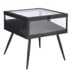 New RETIF Table Vitrine M Tal Noir Et Verre H38Cm