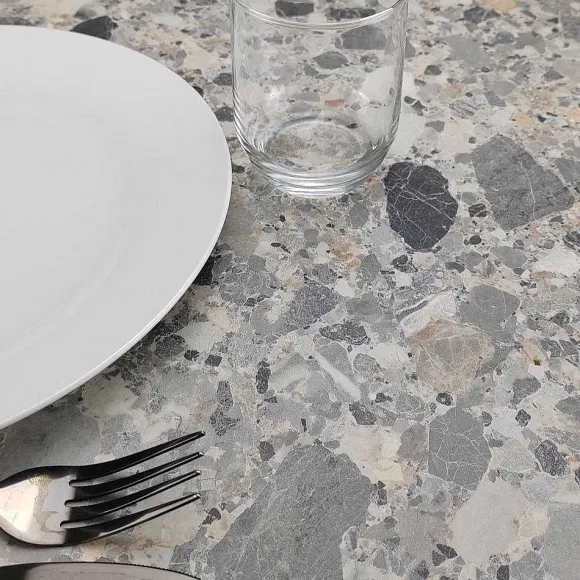 Shop RETIF Table 70X70Cm Mod Le Round Pied Blanc Terrazzo Cepp