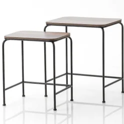 New RETIF Tables Gigognes M Tal Et Mdf 38,5X31X45,8 + 47X35X51.8Cm - Par 2
