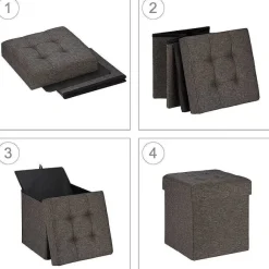 Hot RETIF Tabouret Coffre Pouf Avec Espace De Rangement Marron